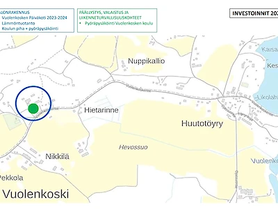 Vuolenkoskelle investoidaan tänä vuonna paljon. Kuvakaappaus kunnan talousarviosta.