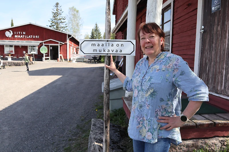 Annukka Linninen järjestelee Iitin Maatilatorilla pidettäviä Villiruokamarkkinoita.