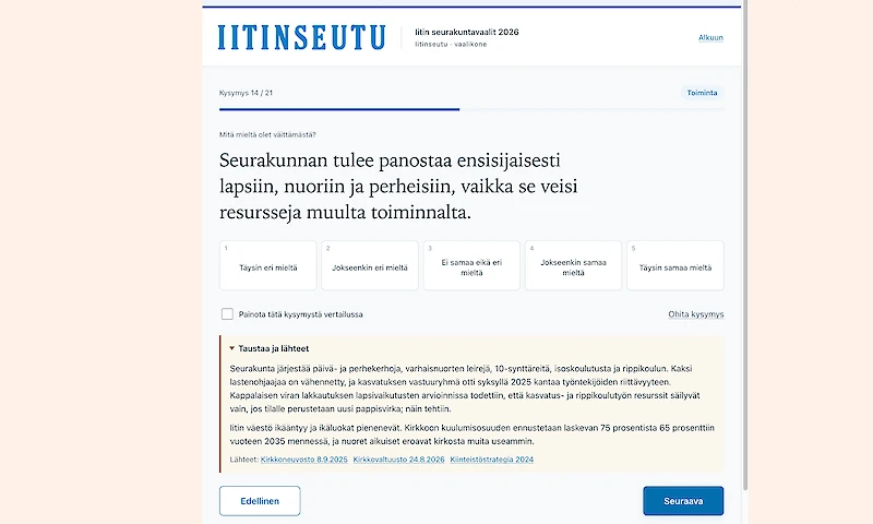 Seurakuntavaalien vaalikone ilmestyy Iitinseudun verkkosivuille lokakuun alussa.