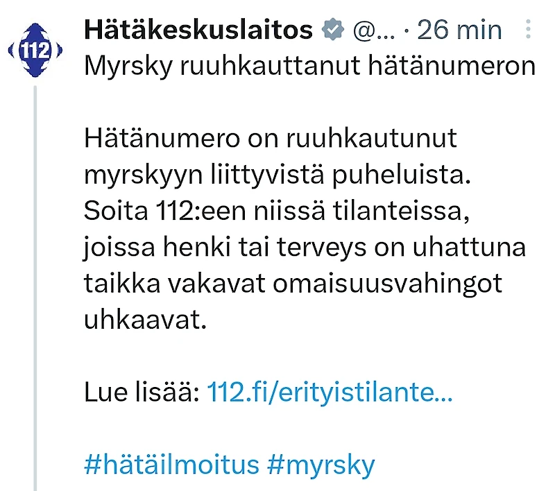 Hätänumero 112 on ruuhkautunut.